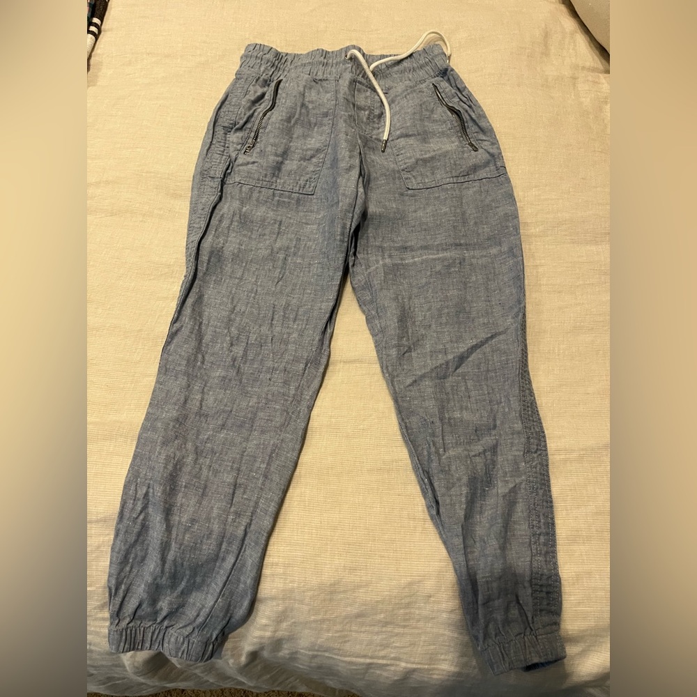 Athleta blue linen joggers sz 0P